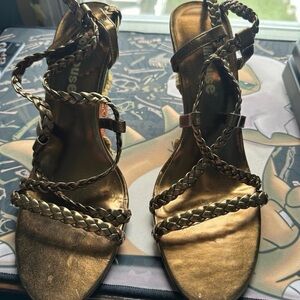 Dollhouse Metallic Gold Braided Sandals